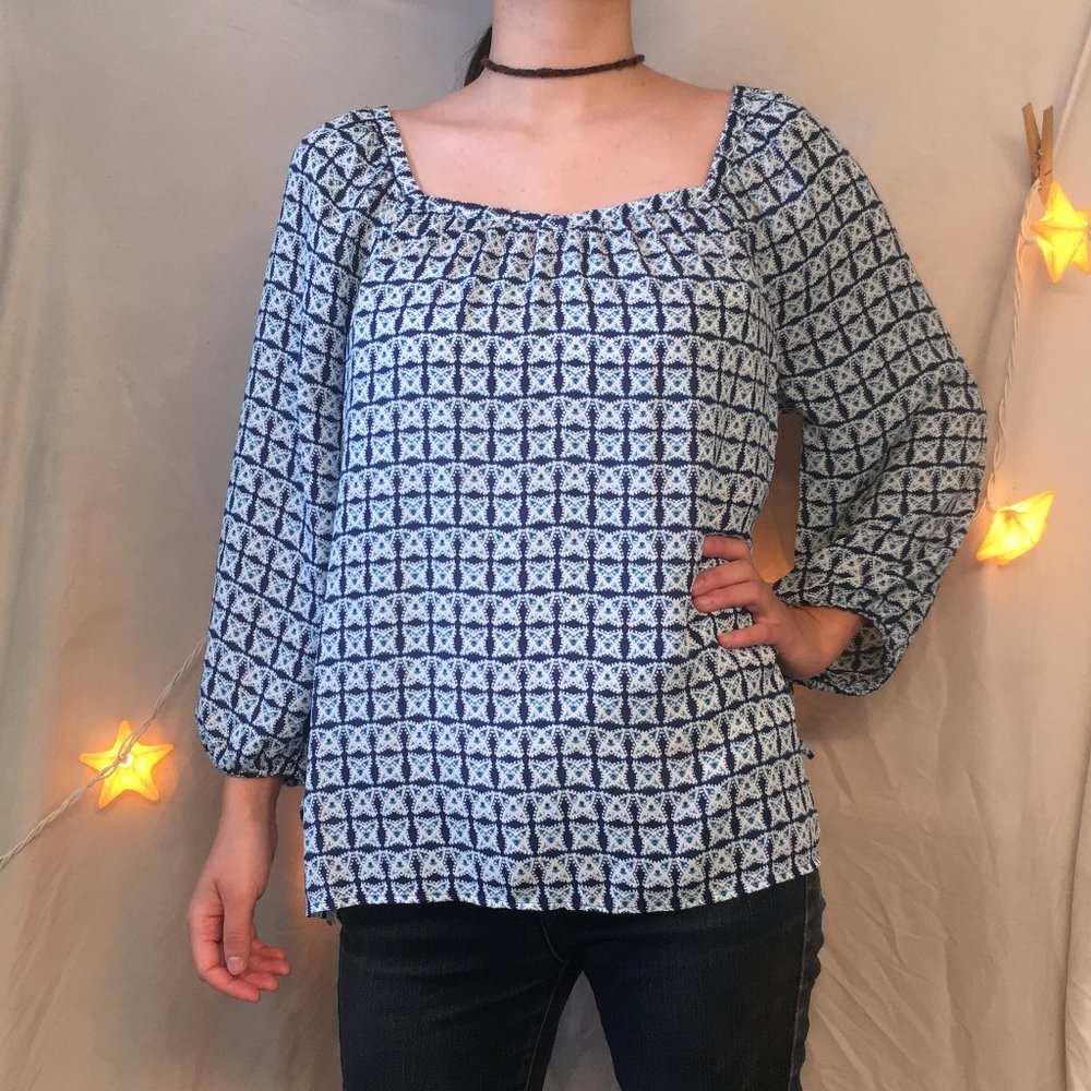 Banana Republic Blue Star Geometric Blouse